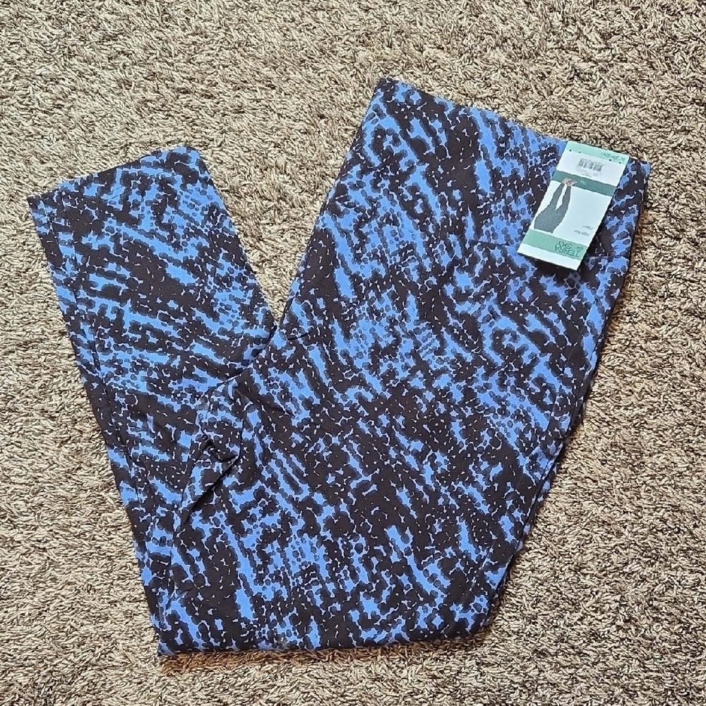 High Rise Fitted 2X 20W - 22W Snake Texture Blue Breeze Plus Size Leggings Pants